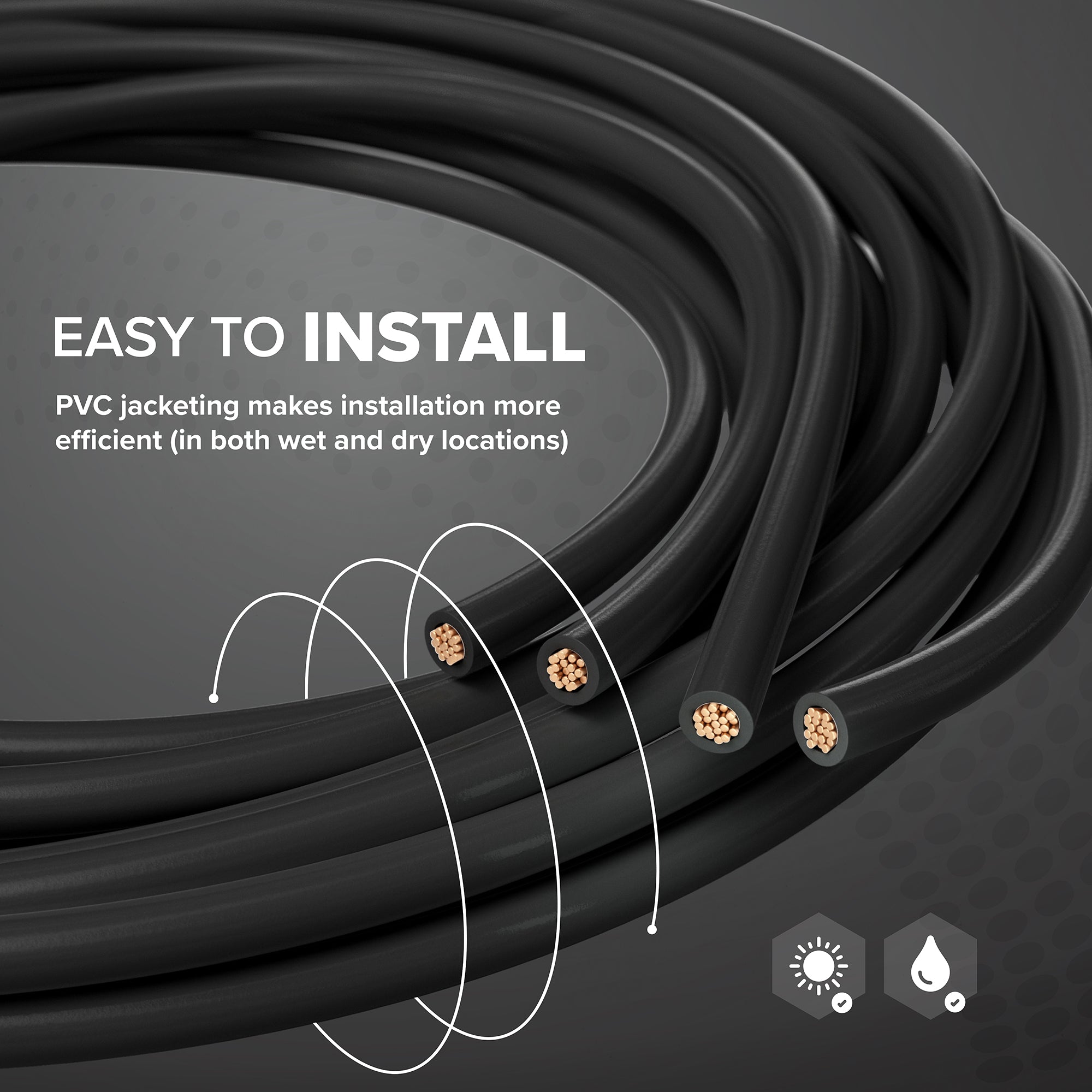 10 Feet (3 Meter) - Insulated Stranded Copper THHN / THWN Wire - 14 AWG, Wire is Made in the USA, Residential, Commercial, Industrial, Grounding, Electrical rated for 600 Volts - In Black