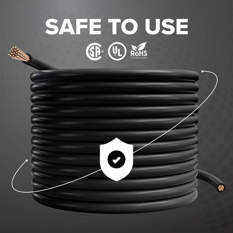 50 Feet (15 Meter) - Insulated Stranded Copper THHN / THWN Wire - 12 AWG, Wire is Made in the USA, Residential, Commercial, Industrial, Grounding, Electrical rated for 600 Volts - In Black