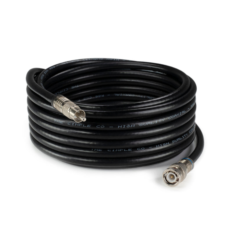 Black, 6 ft BNC to RCA RG6 Cable - Professional Grade - Male BNC to Male RCA Cable  - BNC Cable - 75 Ohm Coaxial, 50/75 Ohm Connectors, SDI, HD-SDI, CCTV, Camera, and More - 6 Feet Long, in Black