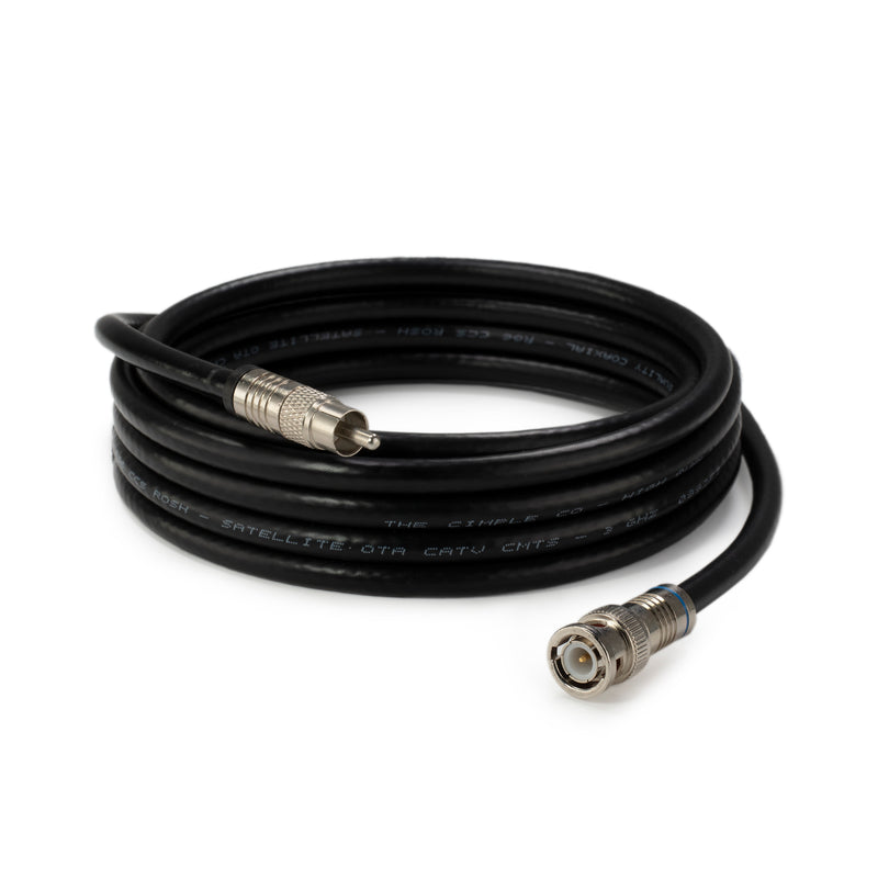 Black, 6 ft BNC to RCA RG6 Cable - Professional Grade - Male BNC to Male RCA Cable  - BNC Cable - 75 Ohm Coaxial, 50/75 Ohm Connectors, SDI, HD-SDI, CCTV, Camera, and More - 6 Feet Long, in Black