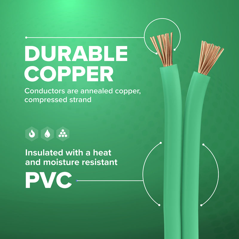 150 Feet (45 Meter) - Insulated Stranded Copper THHN / THWN Wire - 14 AWG, Wire is Made in the USA, Residential, Commercial, Industrial, Grounding, Electrical rated for 600 Volts - In Green