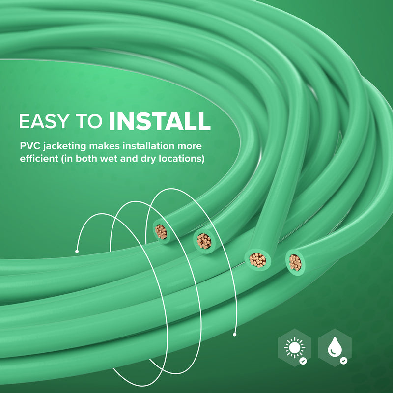 150 Feet (45 Meter) - Insulated Stranded Copper THHN / THWN Wire - 12 AWG, Wire is Made in the USA, Residential, Commercial, Industrial, Grounding, Electrical rated for 600 Volts - In Green