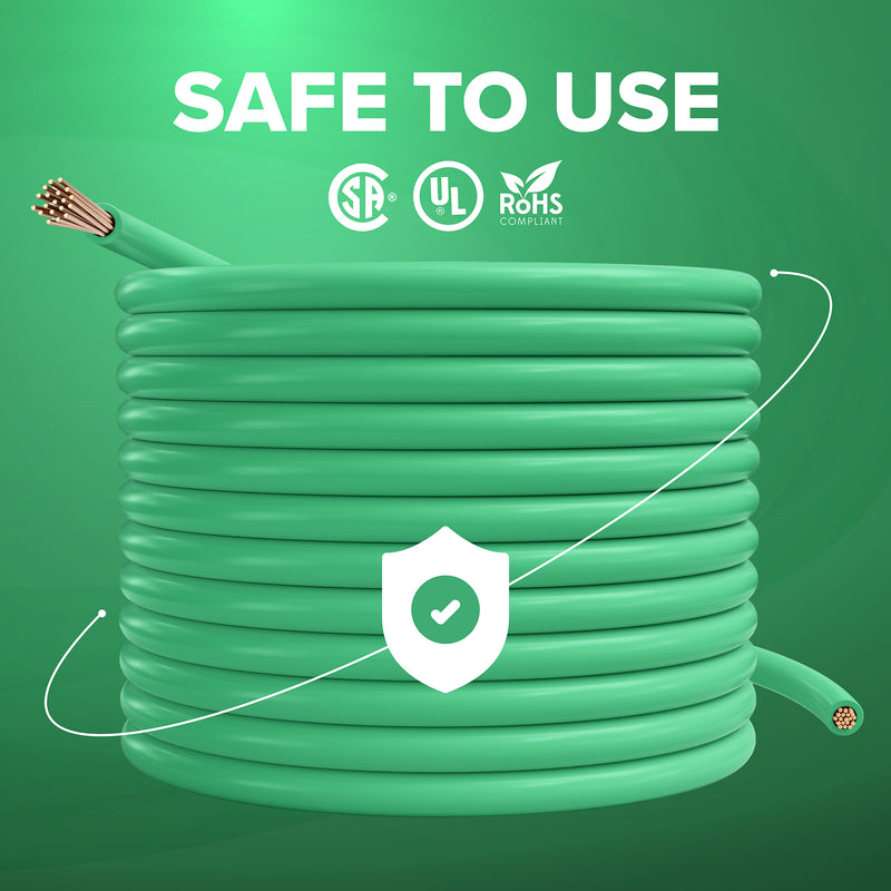 150 Feet (45 Meter) - Insulated Stranded Copper THHN / THWN Wire - 14 AWG, Wire is Made in the USA, Residential, Commercial, Industrial, Grounding, Electrical rated for 600 Volts - In Green