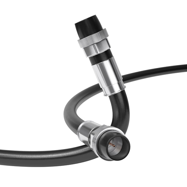 75' Feet, Black RG6 Coaxial Cable with rubber booted - Weather Proof Indoor / Outdoor Rated Connectors, F81 / RF, Digital Coax for CATV, Antenna, Internet, Satellite, and more