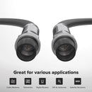 1.5' Feet, Black RG6 Coaxial Cable with rubber booted - Weather Proof Indoor / Outdoor Rated Connectors, F81 / RF, Digital Coax for CATV, Antenna, Internet, Satellite, and more