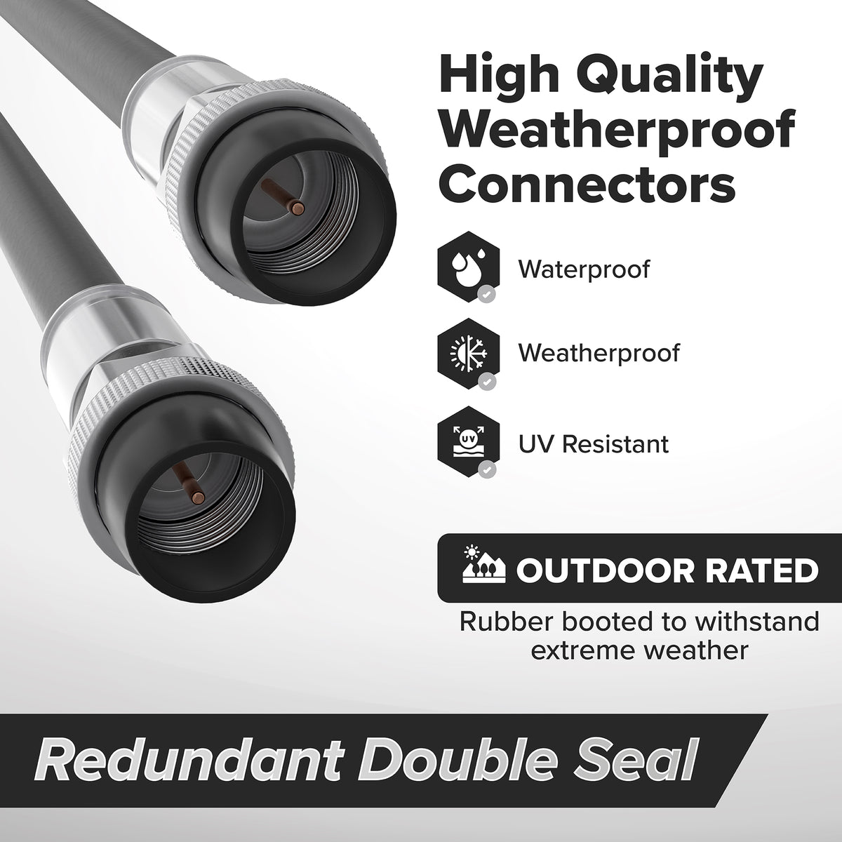 3' Feet, Black RG6 Coaxial Cable with rubber booted - Weather Proof Indoor / Outdoor Rated Connectors, F81 / RF, Digital Coax for CATV, Antenna, Internet, Satellite, and more
