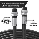 3' Feet, Black RG6 Coaxial Cable with rubber booted - Weather Proof Indoor / Outdoor Rated Connectors, F81 / RF, Digital Coax for CATV, Antenna, Internet, Satellite, and more