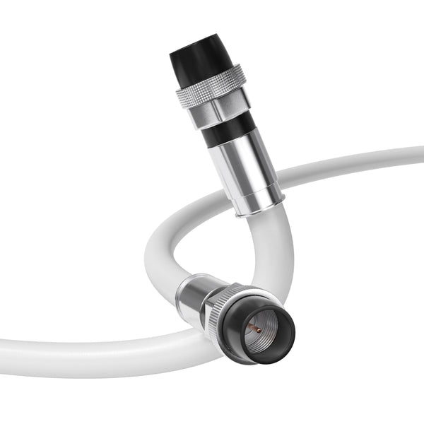 75' Feet, White RG6 Coaxial Cable with rubber booted - Weather Proof Indoor / Outdoor Rated Connectors, F81 / RF, Digital Coax for CATV, Antenna, Internet, Satellite, and more