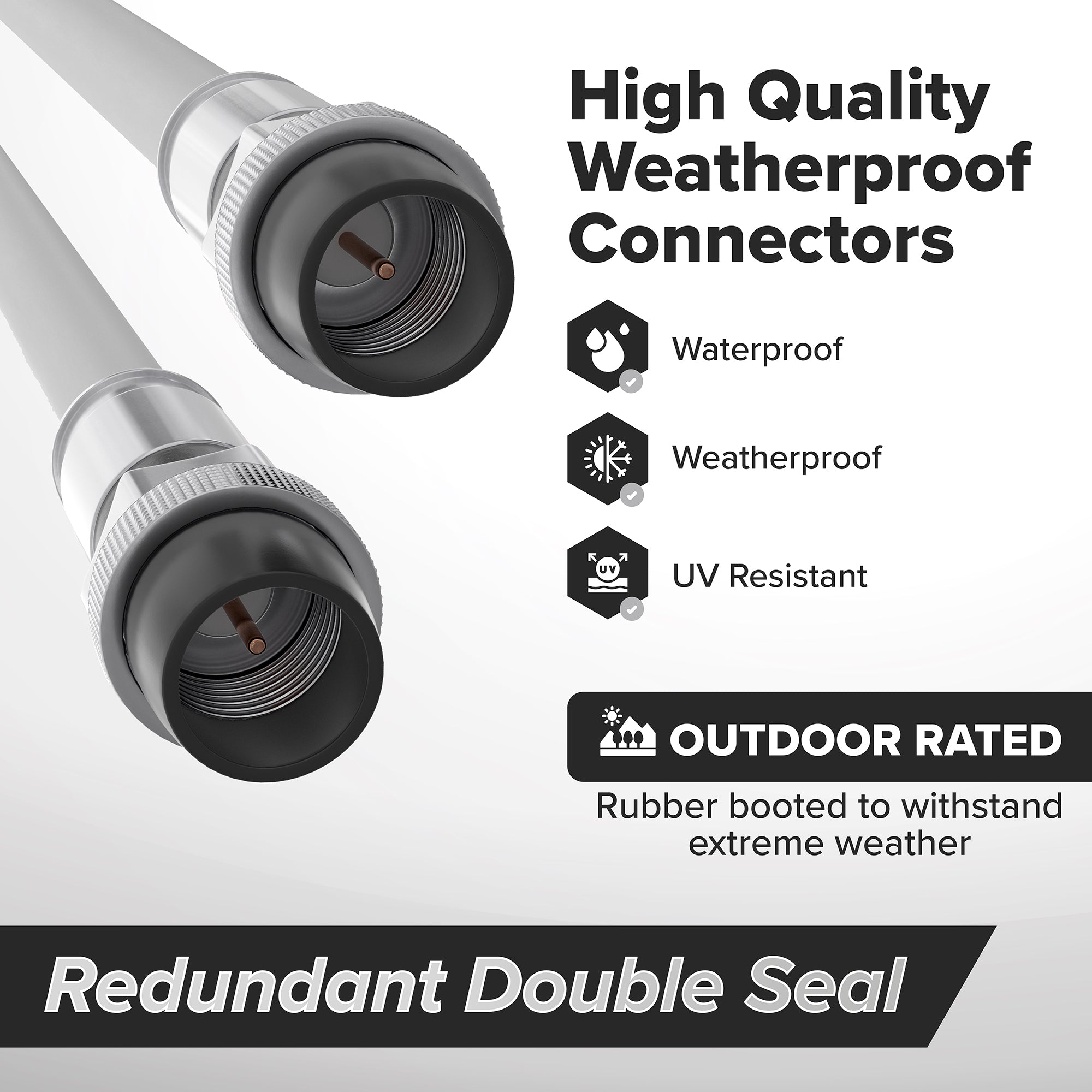 25' Feet, White RG6 Coaxial Cable with rubber booted - Weather Proof Indoor / Outdoor Rated Connectors, F81 / RF, Digital Coax for CATV, Antenna, Internet, Satellite, and more