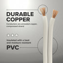25 Feet (7.5 Meter) - Insulated Stranded Copper THHN / THWN Wire - 10 AWG, Wire is Made in the USA, Residential, Commercial, Industrial, Grounding, Electrical rated for 600 Volts - In White