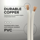 200 Feet (60 Meter) - Insulated Stranded Copper THHN / THWN Wire - 14 AWG, Wire is Made in the USA, Residential, Commercial, Industrial, Grounding, Electrical rated for 600 Volts - In White