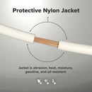 50 Feet (15 Meter) - Insulated Stranded Copper THHN / THWN Wire - 14 AWG, Wire is Made in the USA, Residential, Commercial, Industrial, Grounding, Electrical rated for 600 Volts - In White