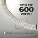 50 Feet (15 Meter) - Insulated Stranded Copper THHN / THWN Wire - 14 AWG, Wire is Made in the USA, Residential, Commercial, Industrial, Grounding, Electrical rated for 600 Volts - In White