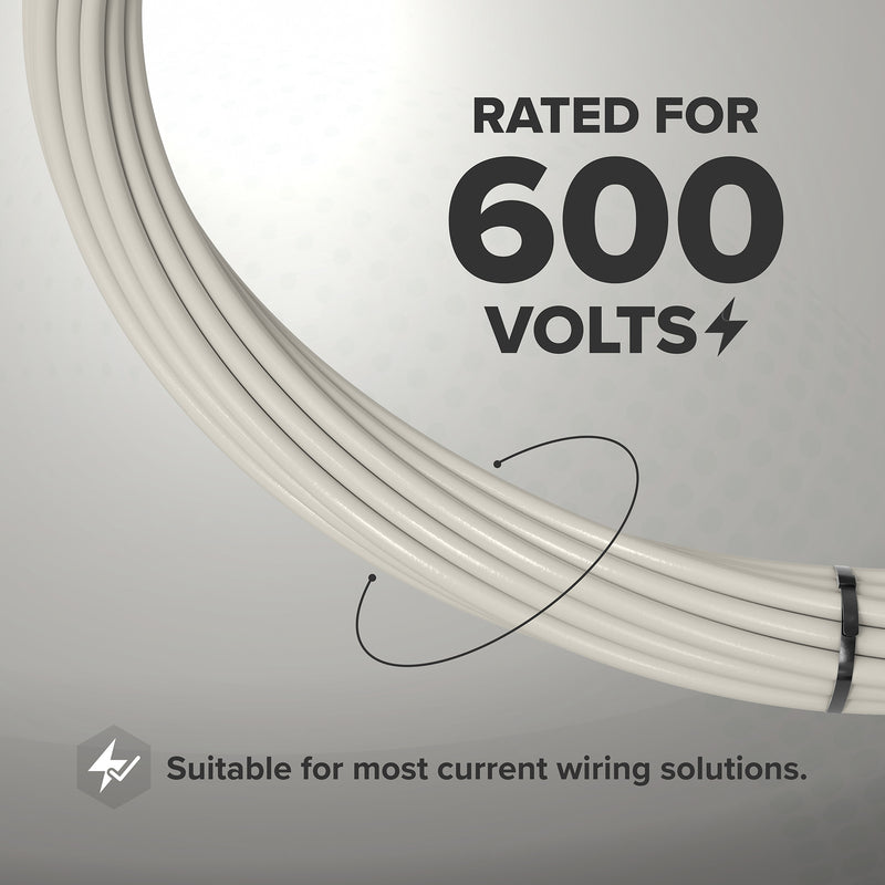50 Feet (15 Meter) - Insulated Stranded Copper THHN / THWN Wire - 14 AWG, Wire is Made in the USA, Residential, Commercial, Industrial, Grounding, Electrical rated for 600 Volts - In White