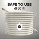 50 Feet (15 Meter) - Insulated Stranded Copper THHN / THWN Wire - 10 AWG, Wire is Made in the USA, Residential, Commercial, Industrial, Grounding, Electrical rated for 600 Volts - In White